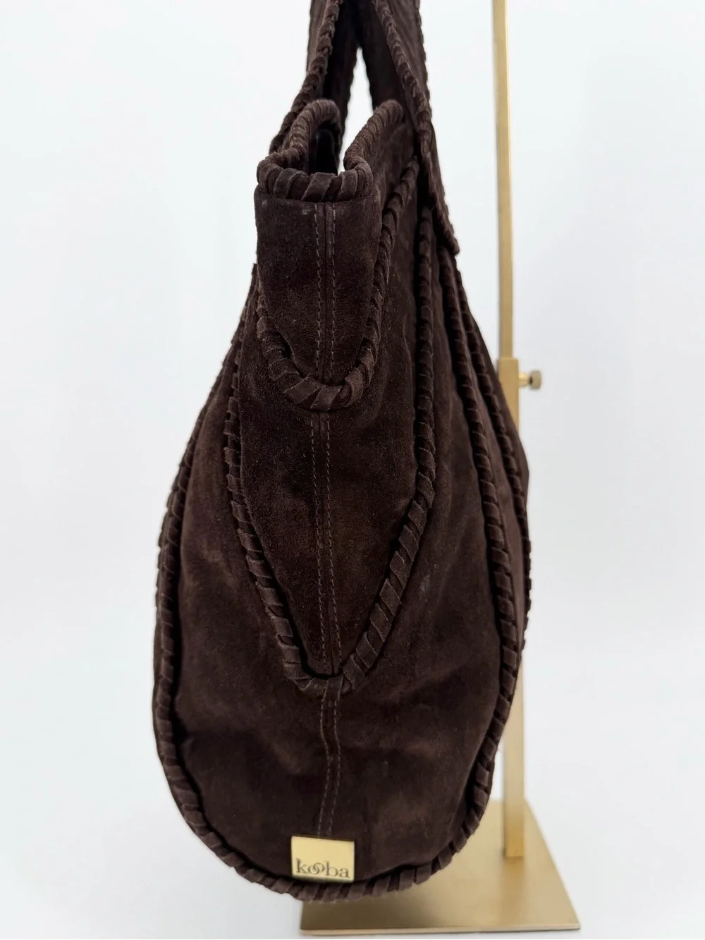 Kooba Leather Suede Brown Hobo Shoulder Bag